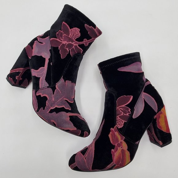 Steve Madden Velvet Floral Burnout Booties - Picture 3 of 15